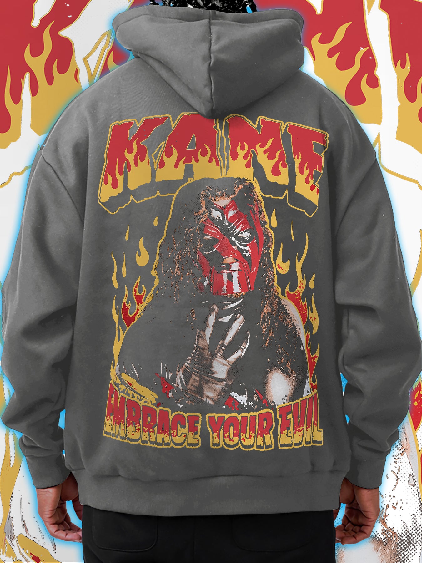 Fiery Character Artwork Fun Men's fashion hoodie casual autumn and winter fleece hoodie comfortabl eessential hoodie