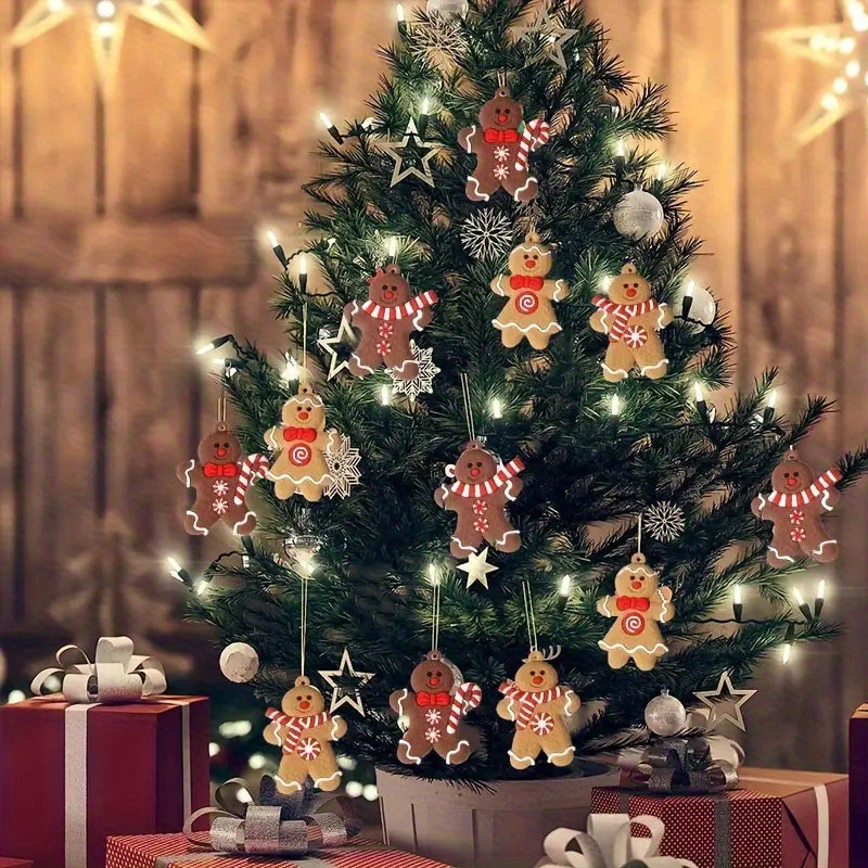Wood Gingerbread Man Ornaments - Versatile Hanging Decorations for Christmas, Halloween, Easter, Thanksgiving - No Power Needed, Festive Holiday Pendants for Seasonal Celebrations