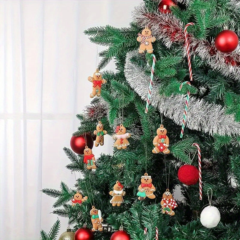 Wood Gingerbread Man Ornaments - Versatile Hanging Decorations for Christmas, Halloween, Easter, Thanksgiving - No Power Needed, Festive Holiday Pendants for Seasonal Celebrations