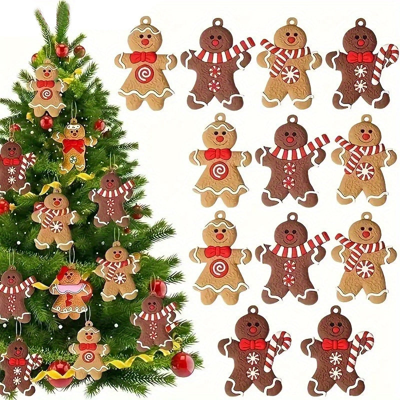 Wood Gingerbread Man Ornaments - Versatile Hanging Decorations for Christmas, Halloween, Easter, Thanksgiving - No Power Needed, Festive Holiday Pendants for Seasonal Celebrations