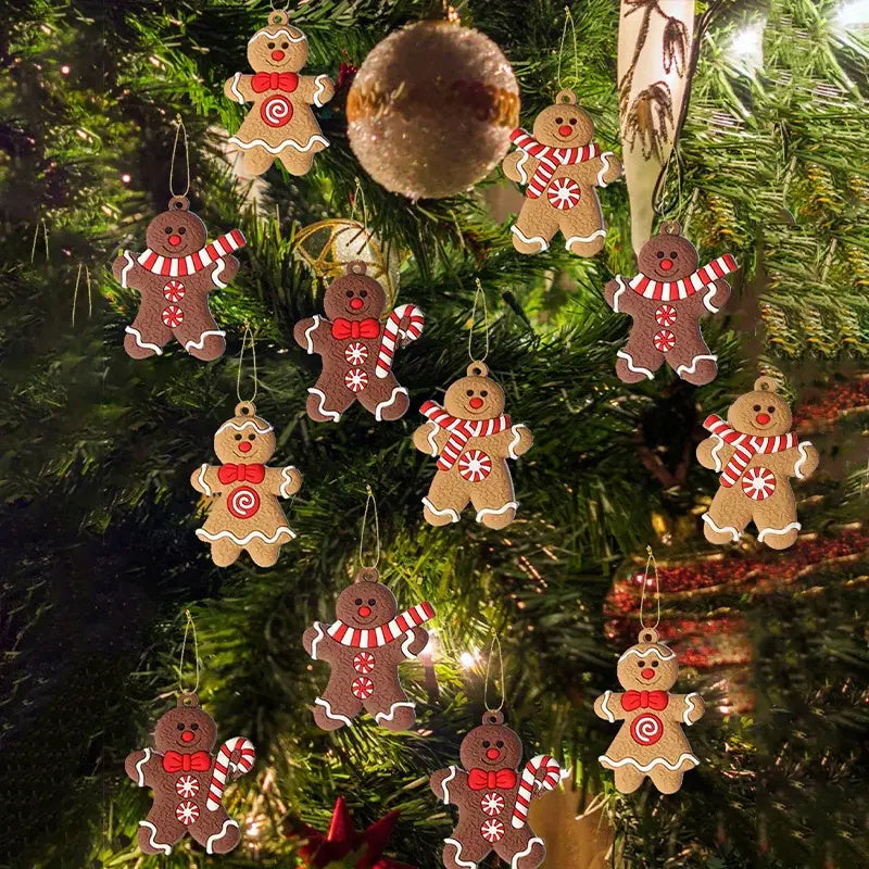 Wood Gingerbread Man Ornaments - Versatile Hanging Decorations for Christmas, Halloween, Easter, Thanksgiving - No Power Needed, Festive Holiday Pendants for Seasonal Celebrations