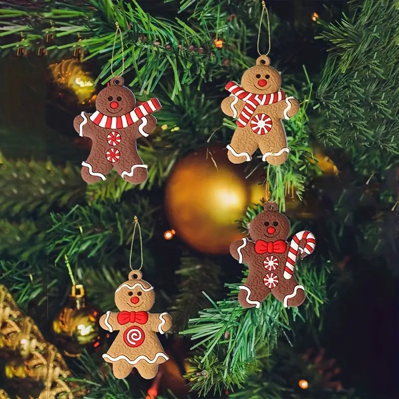 Wood Gingerbread Man Ornaments - Versatile Hanging Decorations for Christmas, Halloween, Easter, Thanksgiving - No Power Needed, Festive Holiday Pendants for Seasonal Celebrations