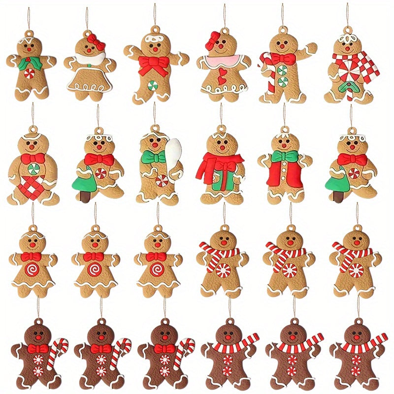 Wood Gingerbread Man Ornaments - Versatile Hanging Decorations for Christmas, Halloween, Easter, Thanksgiving - No Power Needed, Festive Holiday Pendants for Seasonal Celebrations