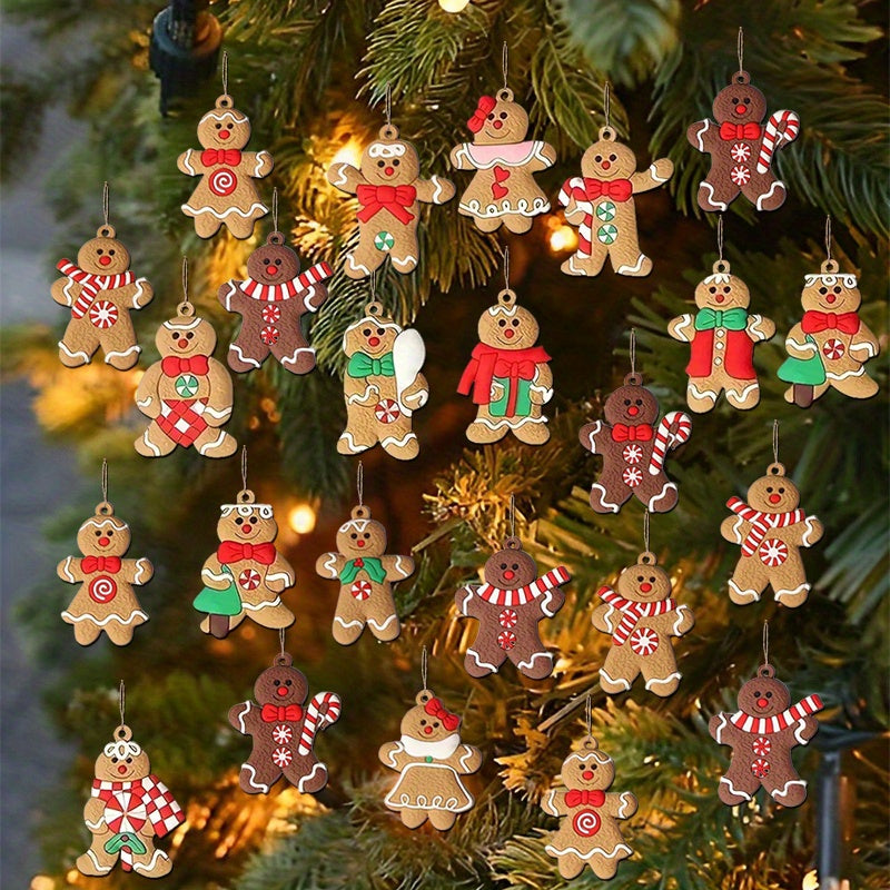 Wood Gingerbread Man Ornaments - Versatile Hanging Decorations for Christmas, Halloween, Easter, Thanksgiving - No Power Needed, Festive Holiday Pendants for Seasonal Celebrations