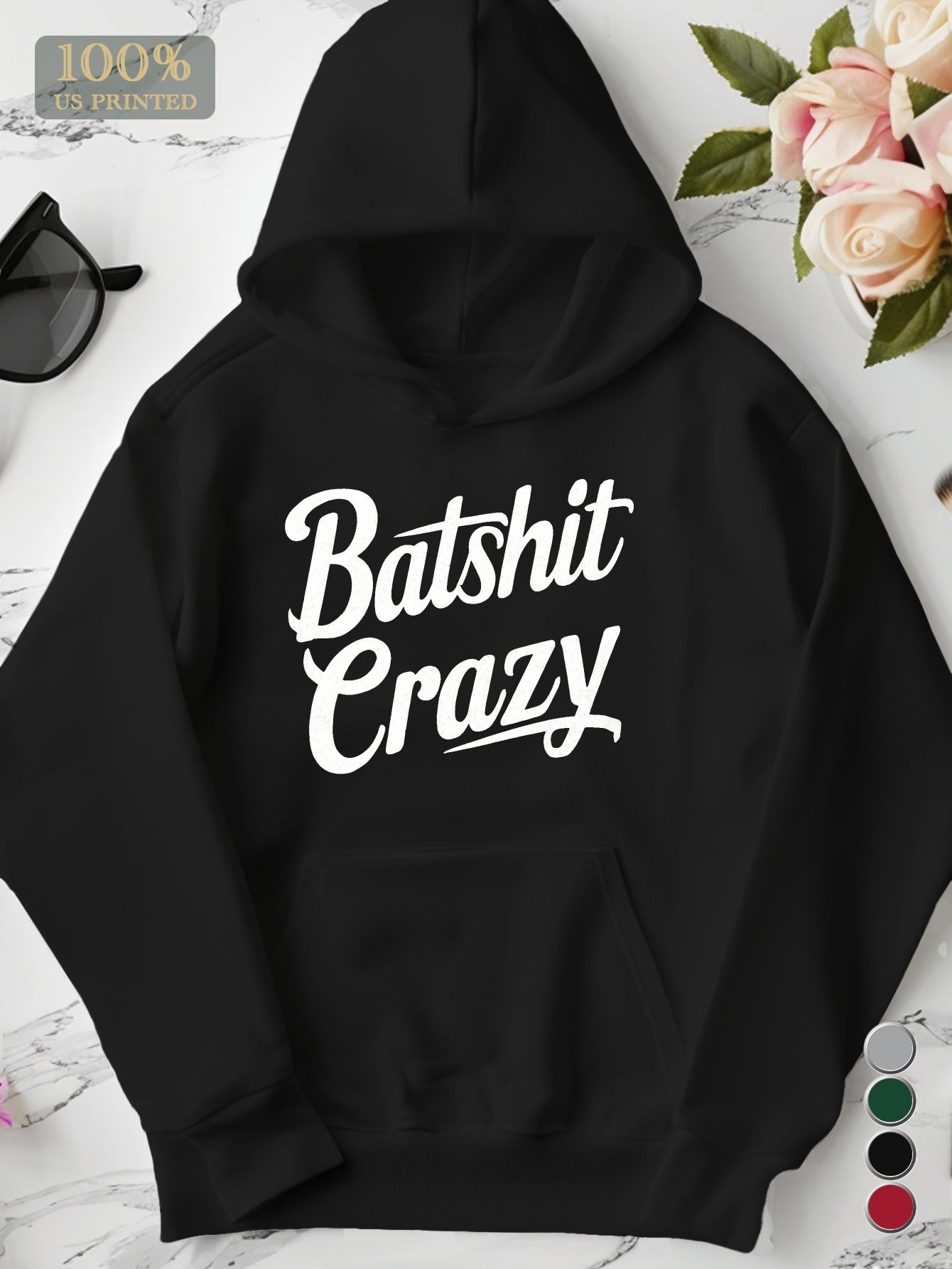 Plus Size Crazy Hoodies for Women - Batshit Hooded Sweatshirt