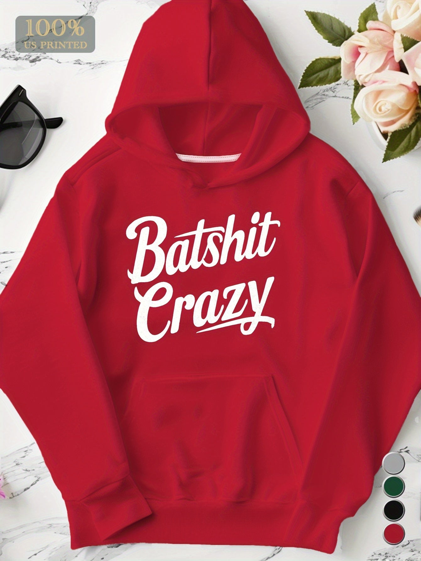 Plus Size Crazy Hoodies for Women - Batshit Hooded Sweatshirt