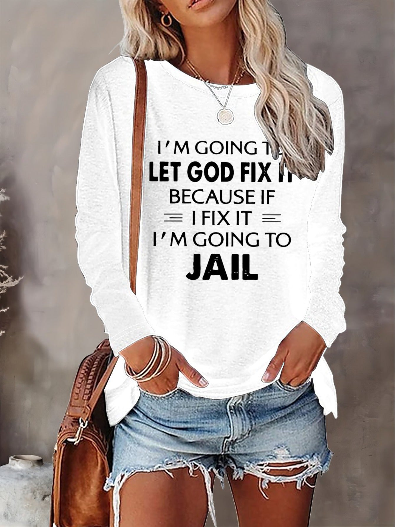 Women'S T-shirt Letter Print - Comfortable Long Sleeved Round Neck - Perfect Choice For Spring And Autumn Casual Wear