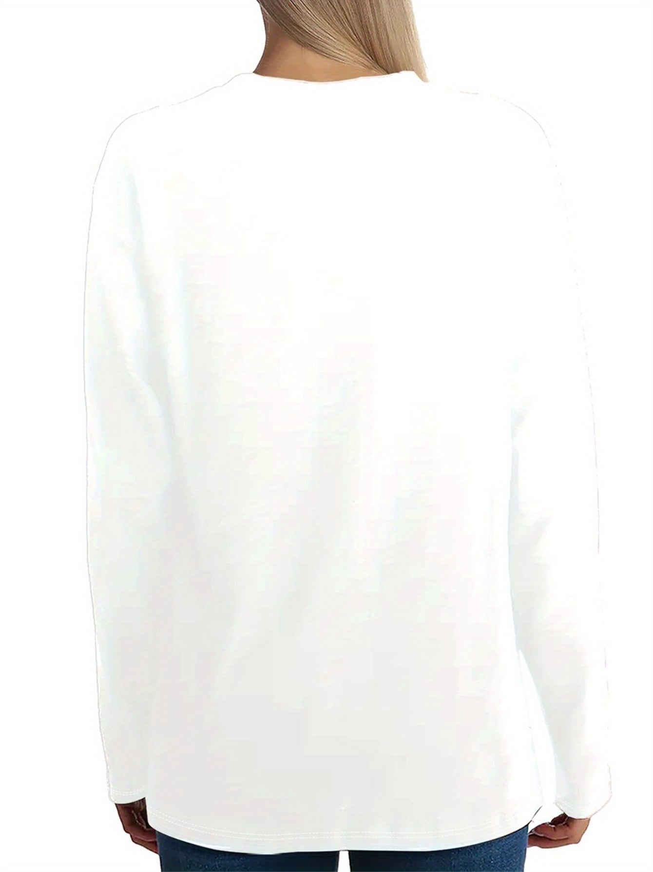 Women'S T-shirt Letter Print - Comfortable Long Sleeved Round Neck - Perfect Choice For Spring And Autumn Casual Wear