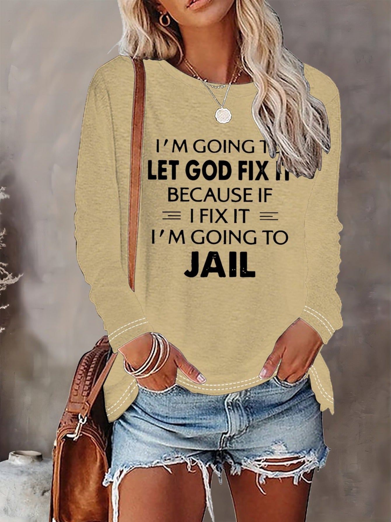 Women'S T-shirt Letter Print - Comfortable Long Sleeved Round Neck - Perfect Choice For Spring And Autumn Casual Wear