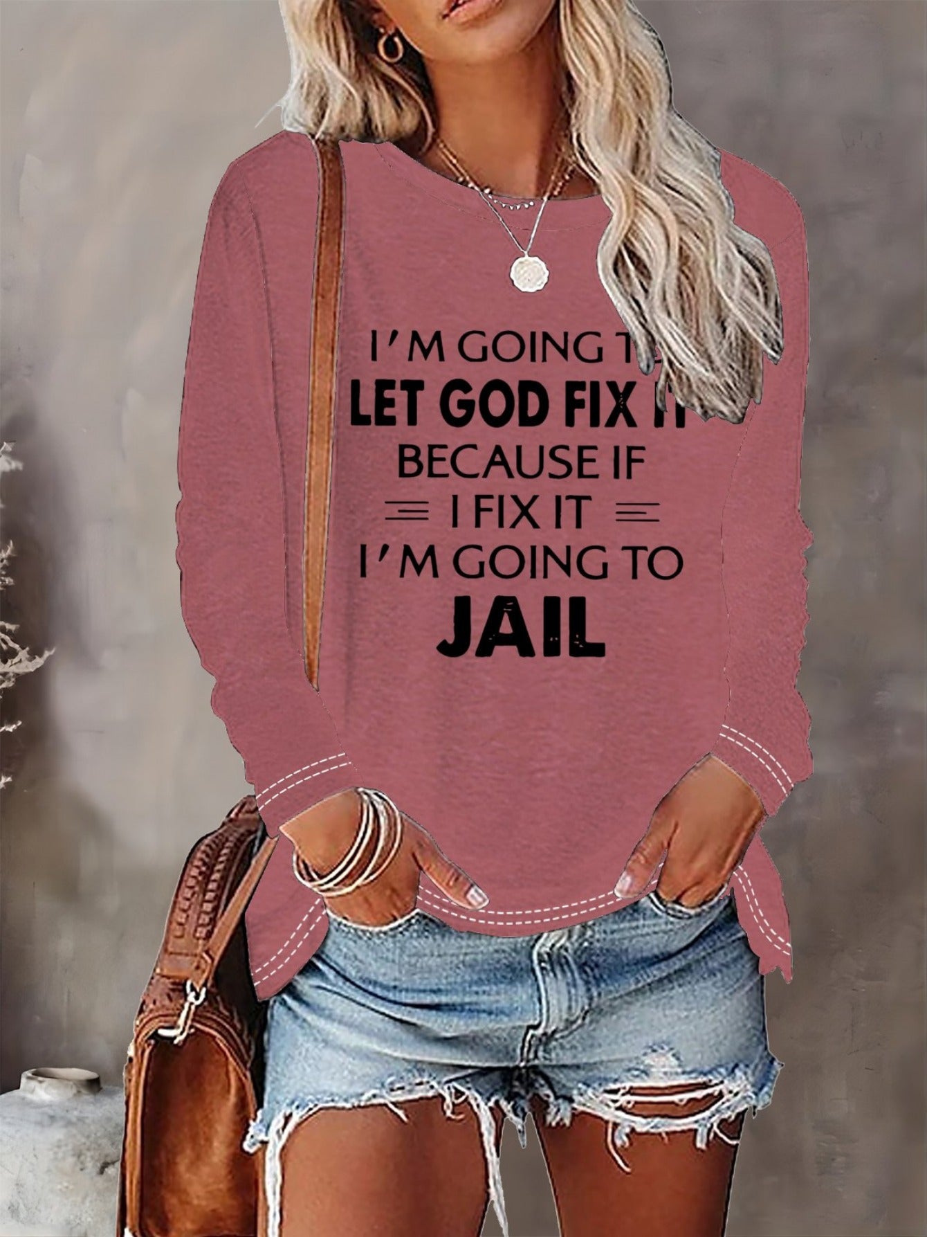 Women'S T-shirt Letter Print - Comfortable Long Sleeved Round Neck - Perfect Choice For Spring And Autumn Casual Wear