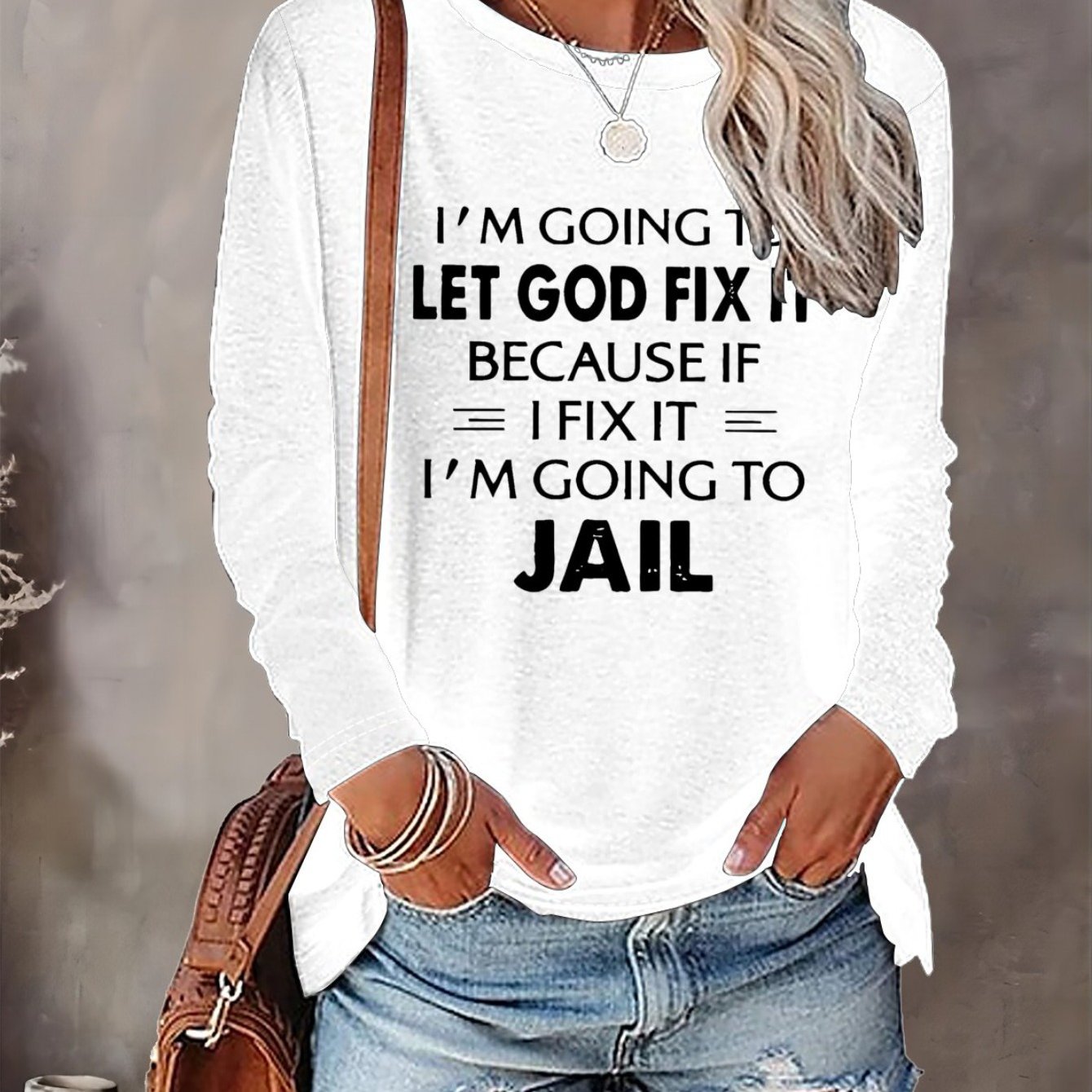 Women'S T-shirt Letter Print - Comfortable Long Sleeved Round Neck - Perfect Choice For Spring And Autumn Casual Wear