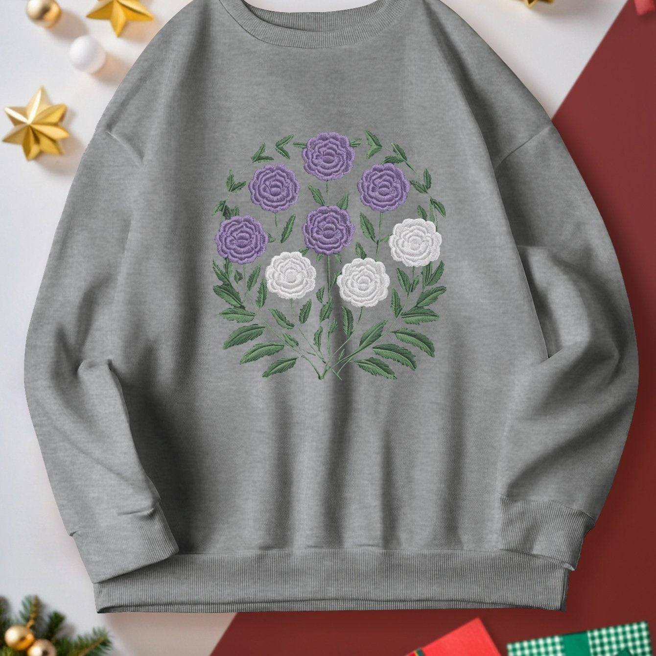 teediy Embroidered floral motif women's sweatshirts