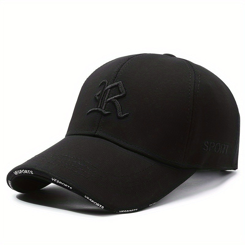 1pc 3D Embroidered Letter Baseball Cap, Soft Polyester Sports Hat, Hand Washable, Adjustable, Breathable, UV Protection, Unisex for Cycling, Golf, Outdoor Activities - Ideal for Holidays