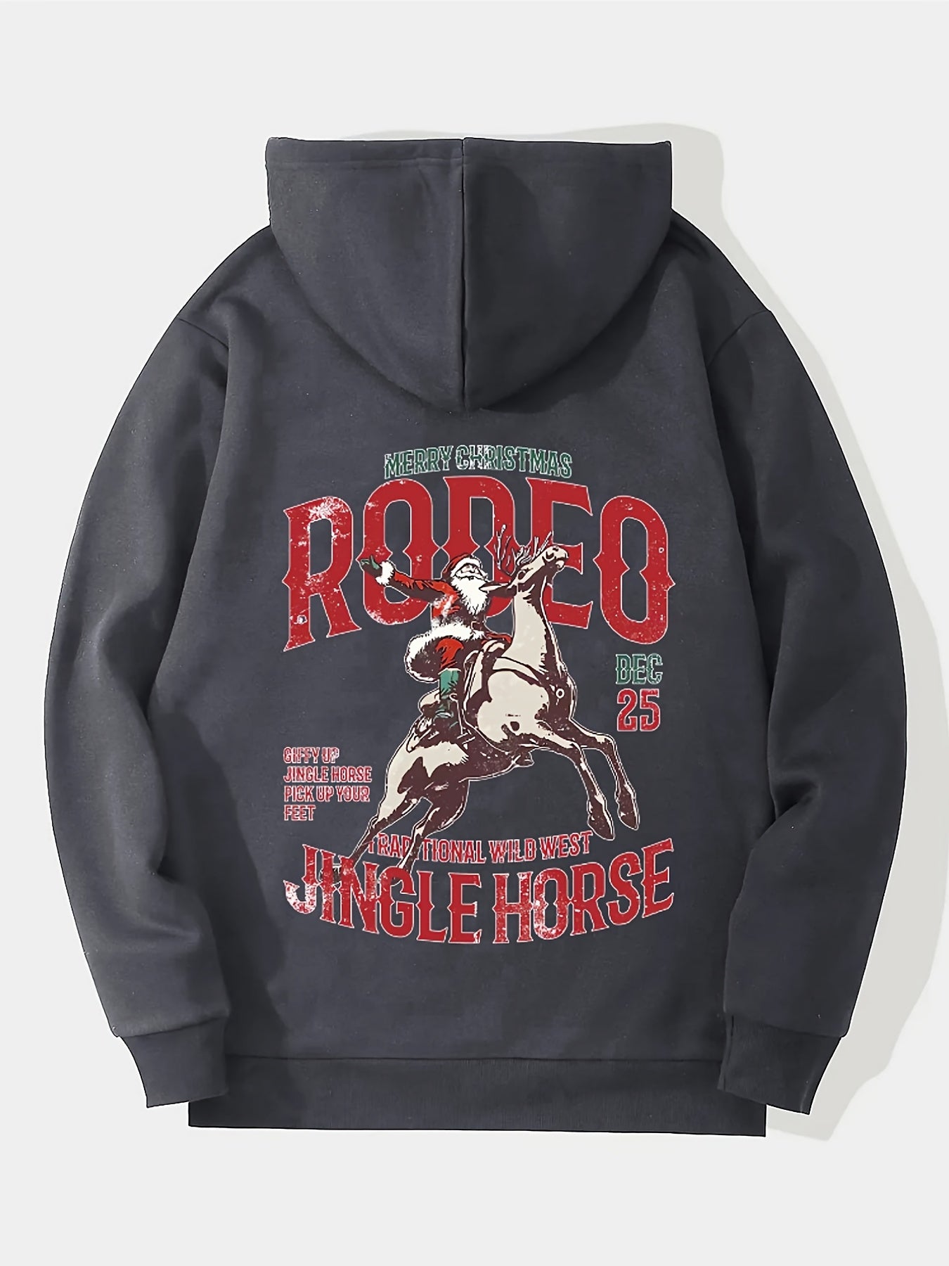 Christmas Loose-fitting men's letter and character print hoodie with drooping shoulders and adjustable drawstrings