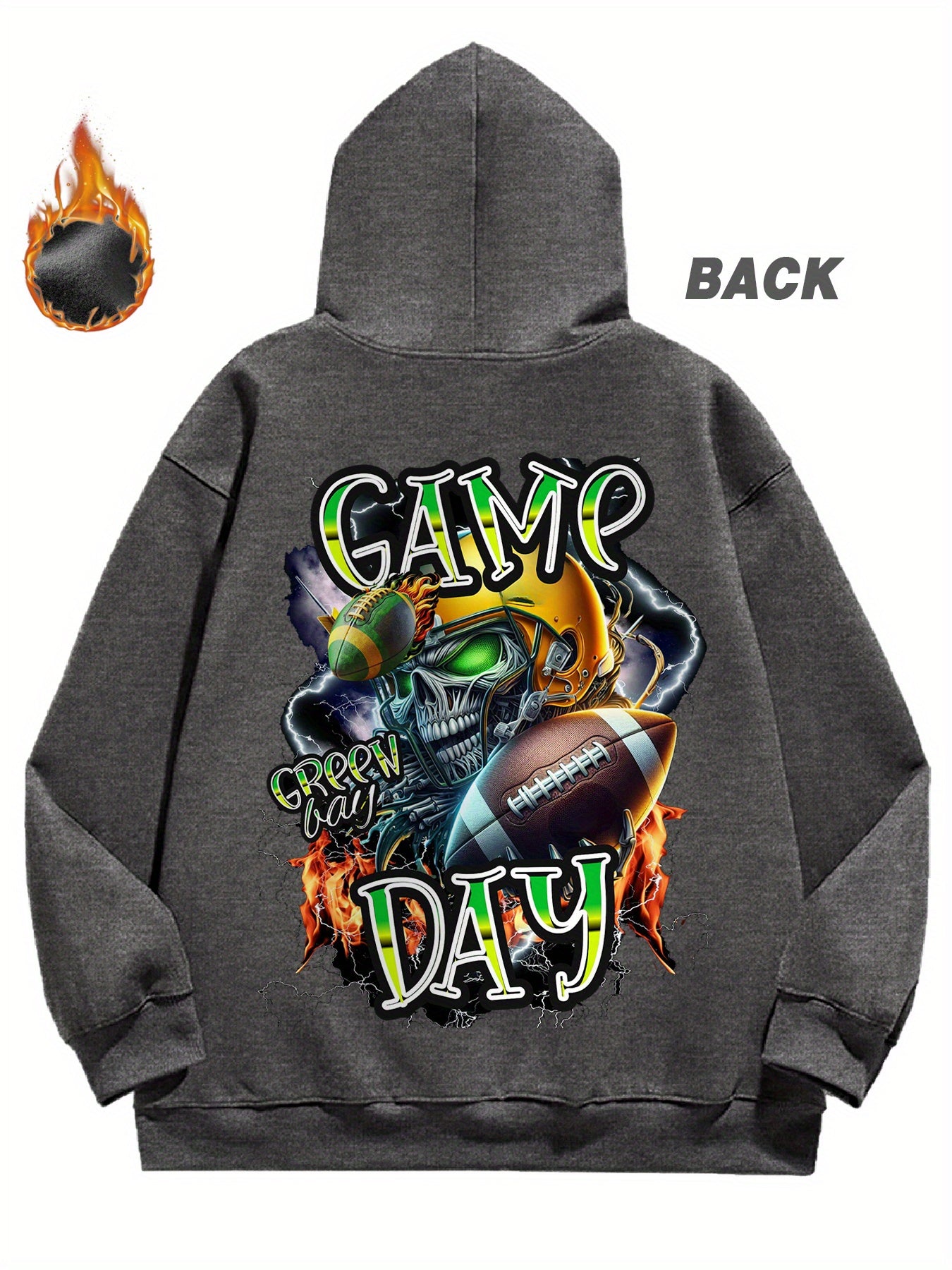 Cozy Comfort | Men's Football Game Day Graphic Hoodie - Cozy Fleece-Lined Pullover with Bold