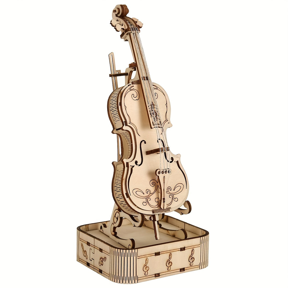 DIY Laser Cut 3D Wooden Violin Model - Assembly Puzzle Kit Brain Teaser Ornament