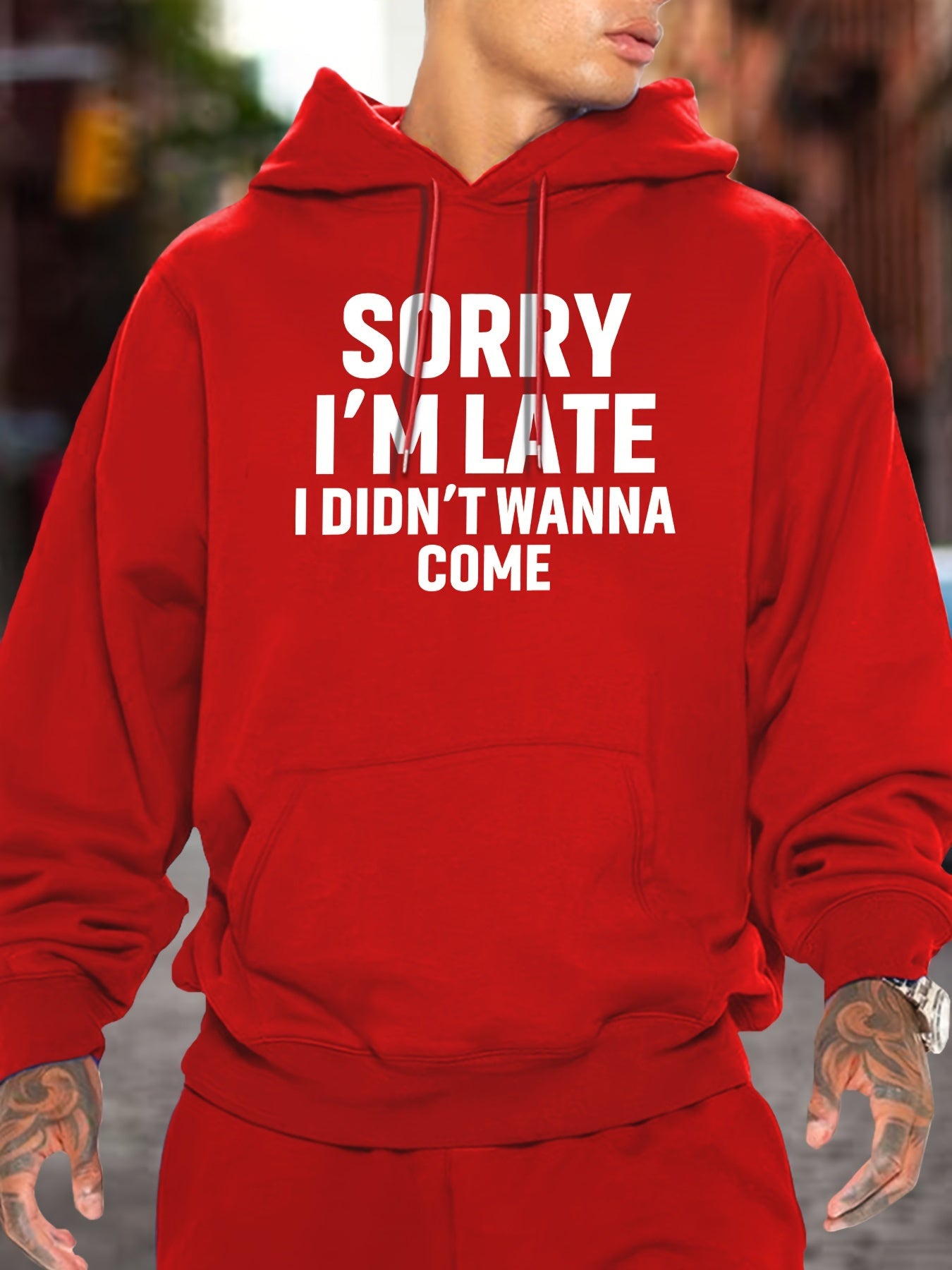 Kangaroo Pocket Hoodie - Funny Graphic Print Sweatshirt with Casual Long Sleeve Pullover Design, Perfect for Fall and Winter, Men's Clothing