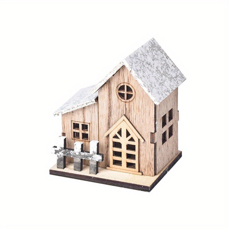 Wooden House Ornaments, Christmas Decorations, Festive Miniature House Ornaments, Party Supplies for Holiday Fireplace Mantel Display, Seasonal Tabletop Decor