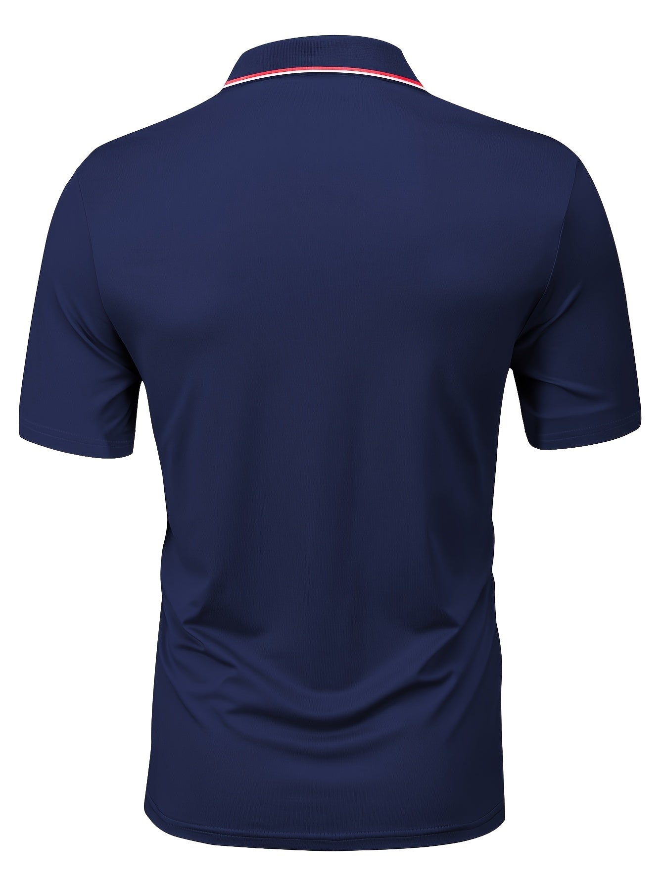 Men's Lightweight Breathable Golf Shirt - Casual Summer Short Sleeve with Collar, Orange Geometric Print, Machine Washable, Perfect for Golf and Business Casual Wear, Contrast Stripe Detailing