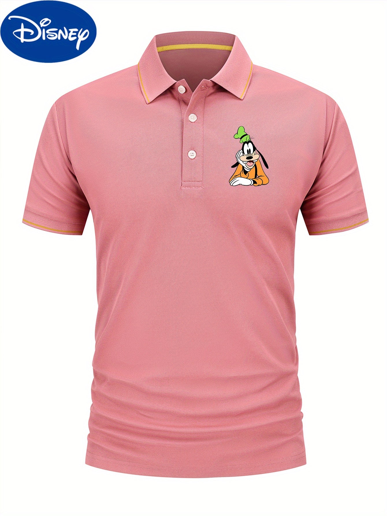 Disney Men's Classic Shirt with Goofy Dog Print - Lightweight Quick-Dry Breathable Polyester, Short Sleeve Collar, Business Casual Style, Summer Comfort, Display Gift Box - Perfect Father's Day Gift for Husband, Casual Comfor