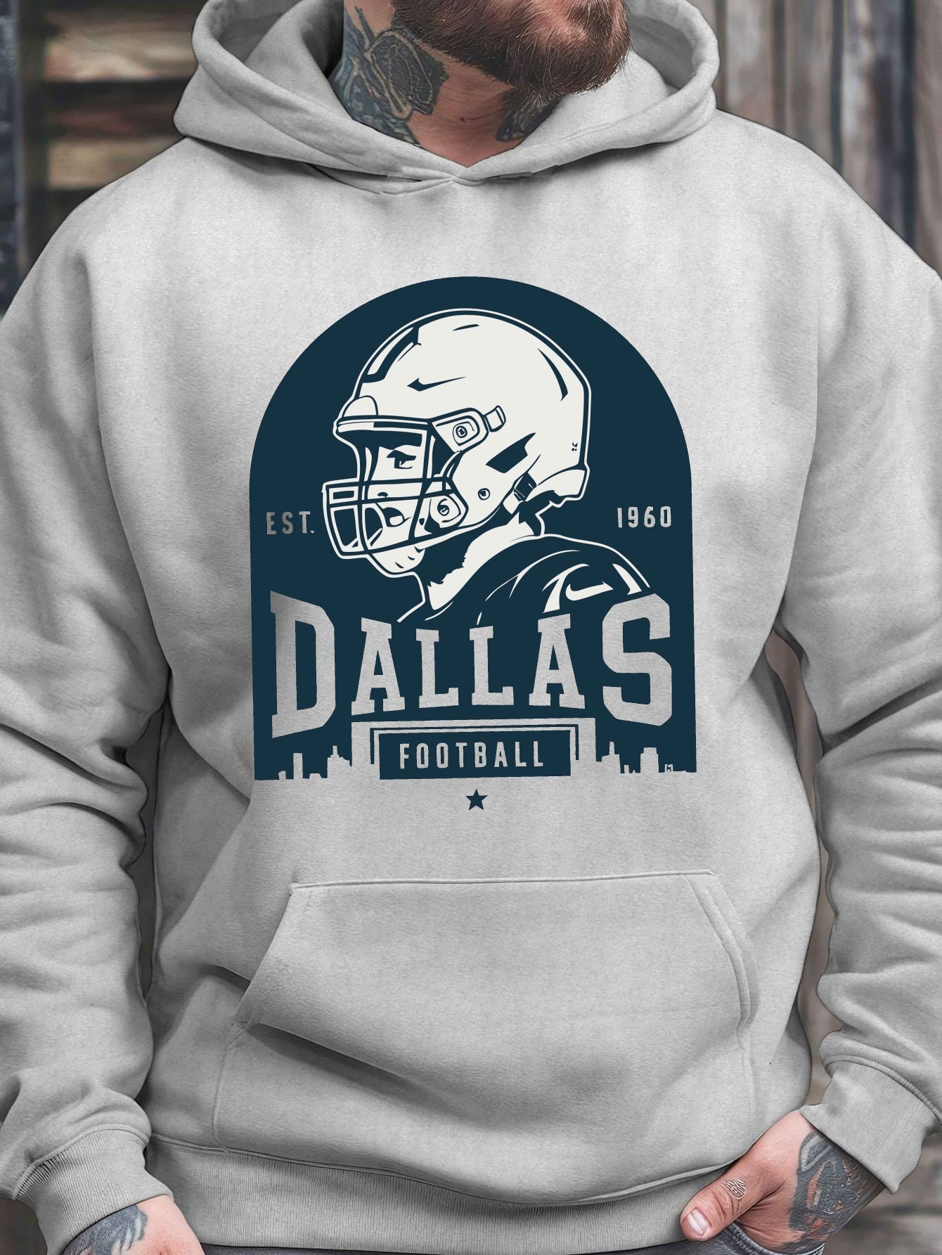 Football Dallas (Local) All Day Hoodie, Fashion Cotton Hoodie, Street Style Sweatshirt, Crew Neck Sweater, Super Soft, Breathable, Four Seasons Leisure Hoodie, Suitable for Daily Wear, Casual Outing
