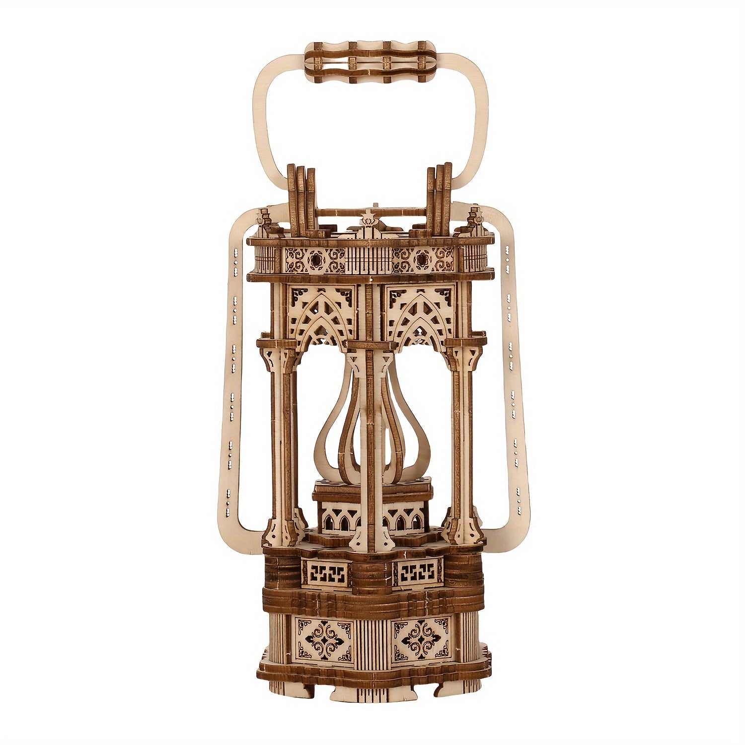 3D Three-dimensional Puzzle Wooden Retro Classic Lanterns Model, DIY Handmade Assembled Birthday Gift