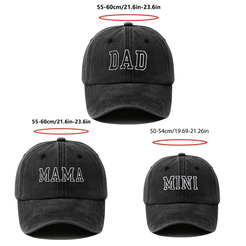 3-Pack Family Set Embroidered Slogan Baseball Caps, 100% Polyester, Stretch Fit, Snap Closure, Lightweight, Breathable, All-Season, Daily & Casual Wear, Ramadan Theme, Flags Pattern, for Teens - Dad, Mama, Mini
