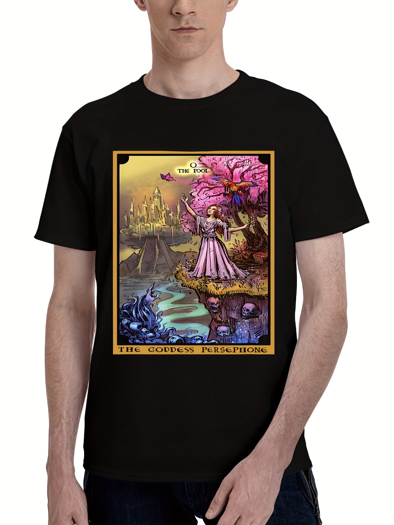 Occult Tarot Graphic Tee - Gothic Witch Clothing with The Underworld Goddess, Black T-Shirt for Halloween, Pagans, Wiccans - Plus Size Available - Heavy Cotton Shirt for Men & Women, Halloween Costumes, Spiritual Apparel, Mys