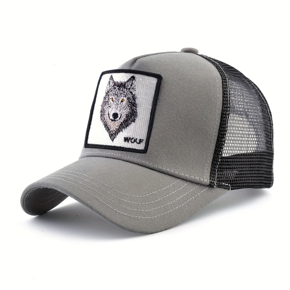 Men'S & Women'S Wolf Embroidery Snapback Trucker Hat - Breathable, Fitted, All-Season Outdoor Sports Cap with Adjustable Sizing, Outdoor Sports Cap|Adjustable Headgear|Snapback Closure