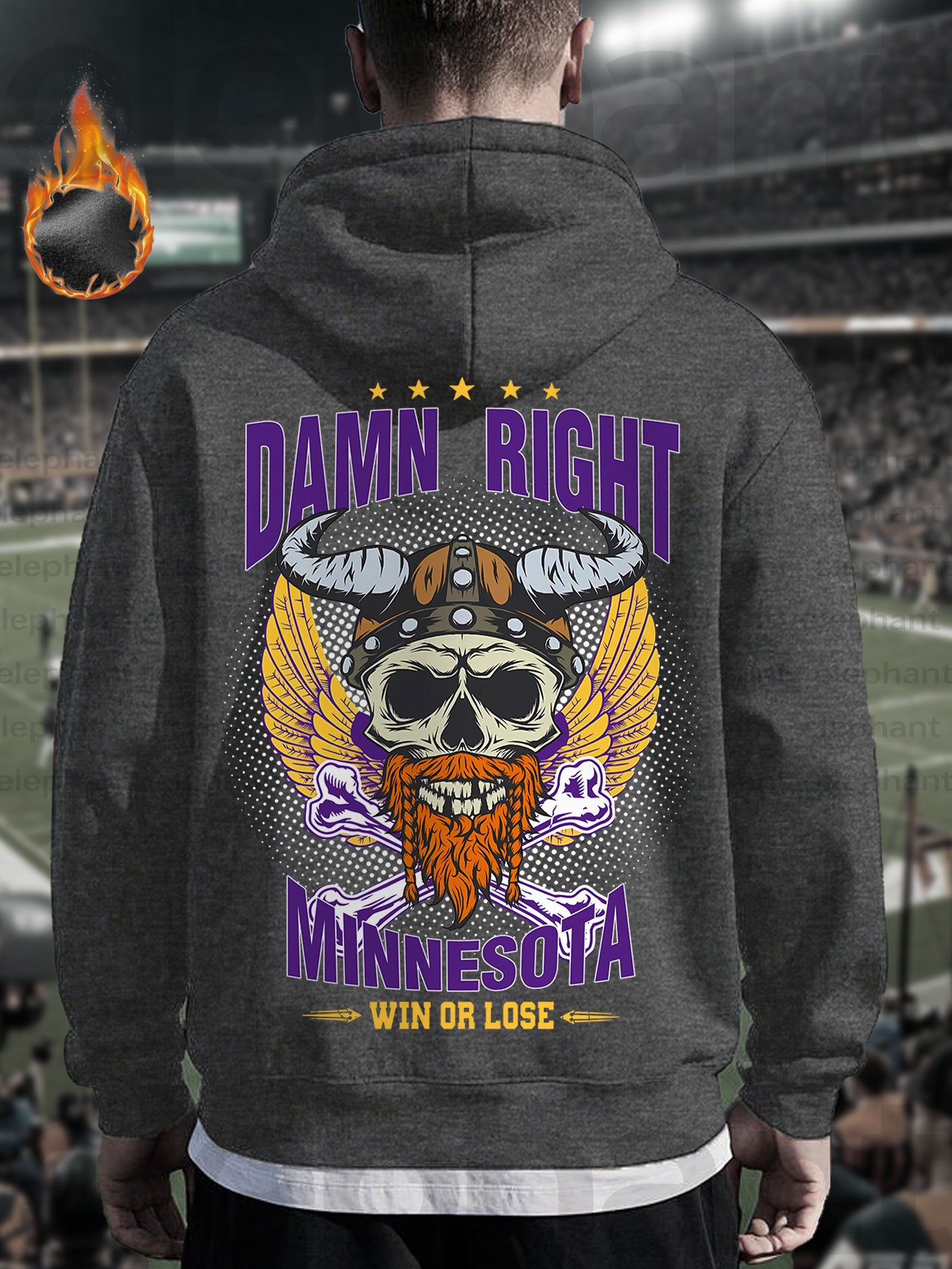 Men's Fleece-Lined Hoodie with Minnesota Skull Graphic -