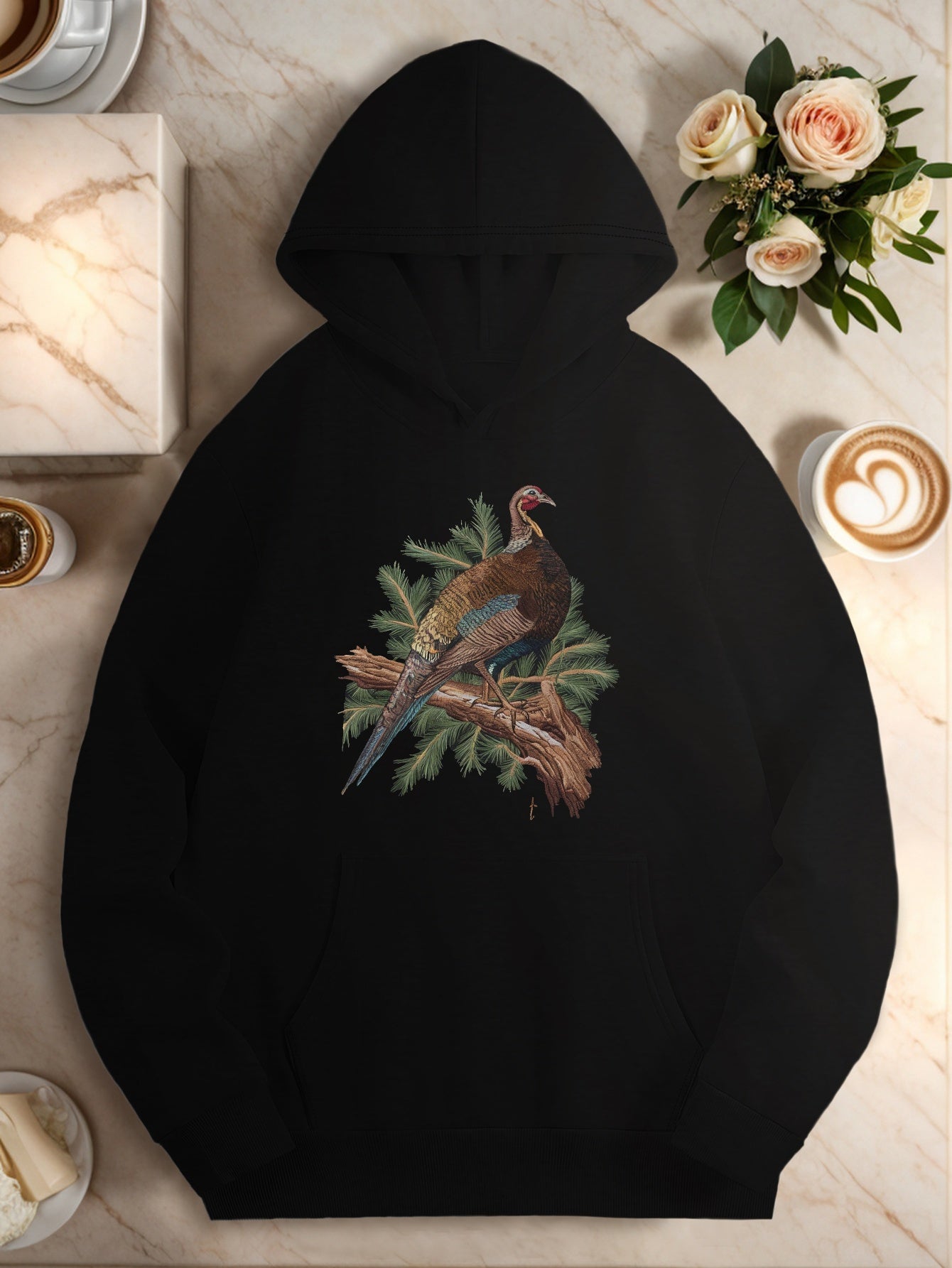 Teediy Embroidery Embroidered Pheasant on Branch Teediy Women'S Hoodies