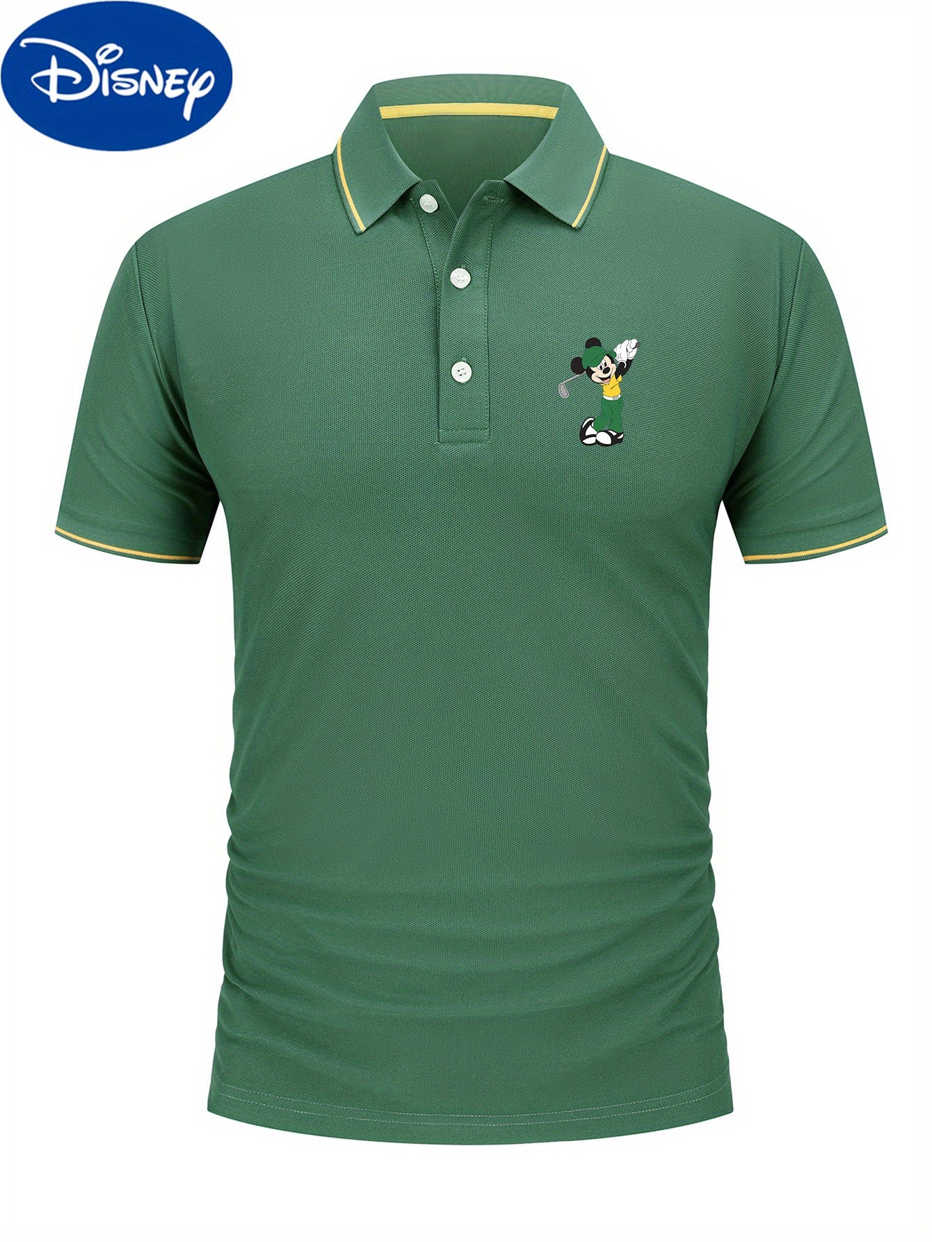 Disney Mickey Golf Sports Style Printed Short Sleeve Polo Shirt, Premium Business Casual, Lightweight Polyester, Quick Drying and Breathable Golf Shirt, Polo Shirt, Suitable for Outdoor Golf and Tennis, Perfect Gift Choice fo