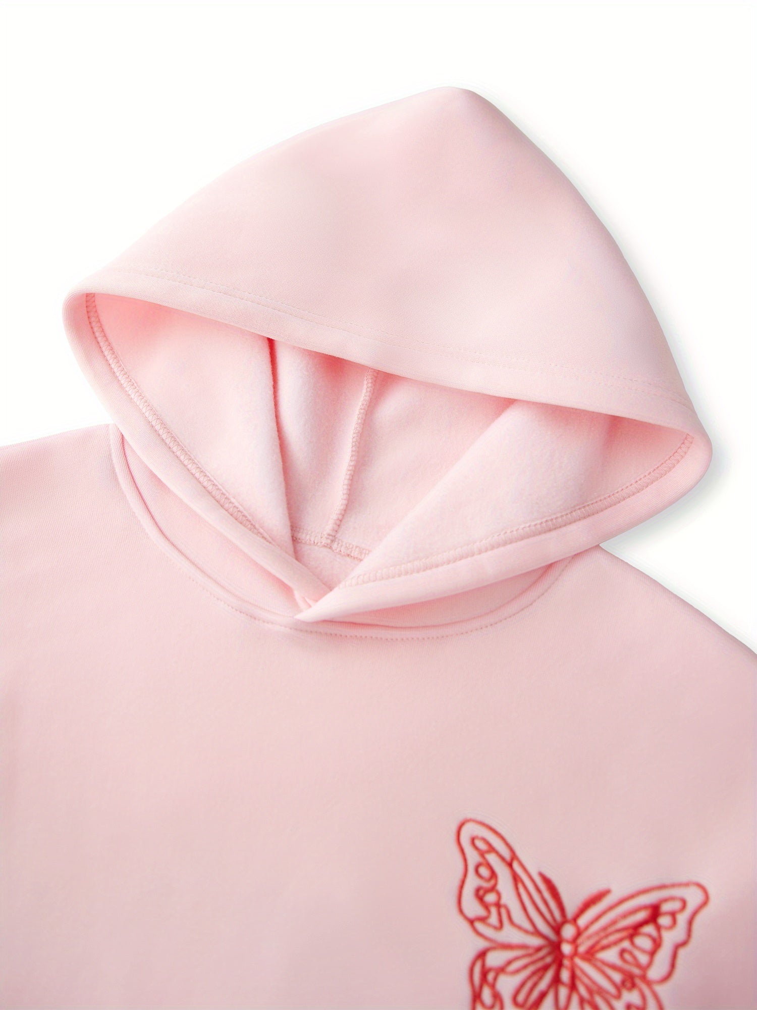 Women'S Spring Autumn Hooded Sweatshirt Long Sleeve Letter Butterfly Embroidery Hoodie