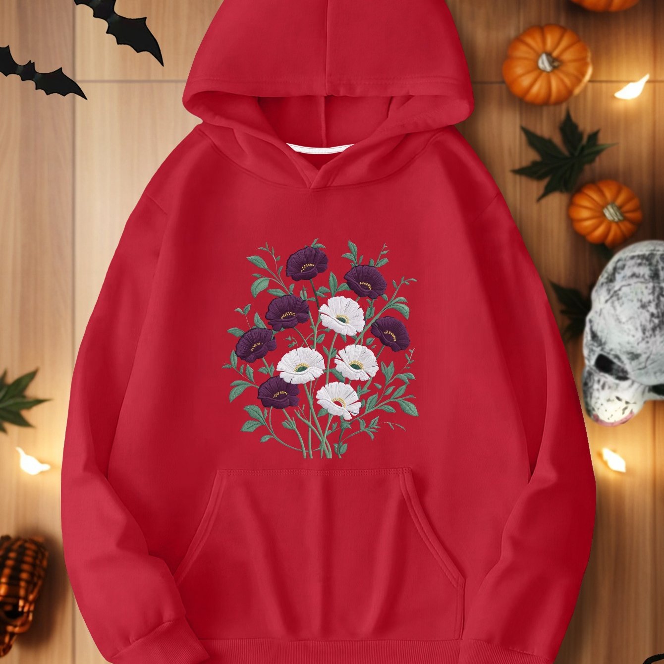 teediy Embroidered floral design women's hoodies