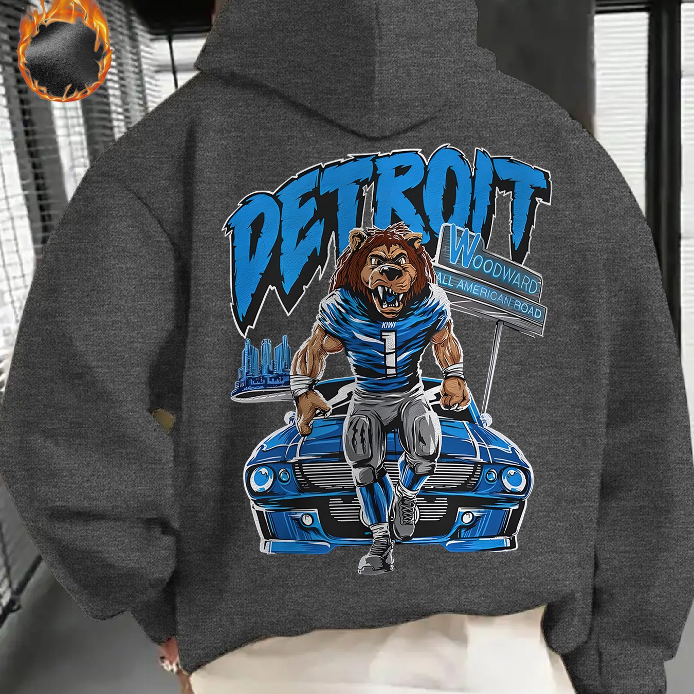 Mens Gifts, Mens Winter Clothes, Sweatshirts for Men, Detroit Football Game Day Outfit, Design Using The Detroit Football Logo, This Casual Hoodie Is Perfect for Football Enthusiasts, Offering Thick Warmth Ideal for Winter We