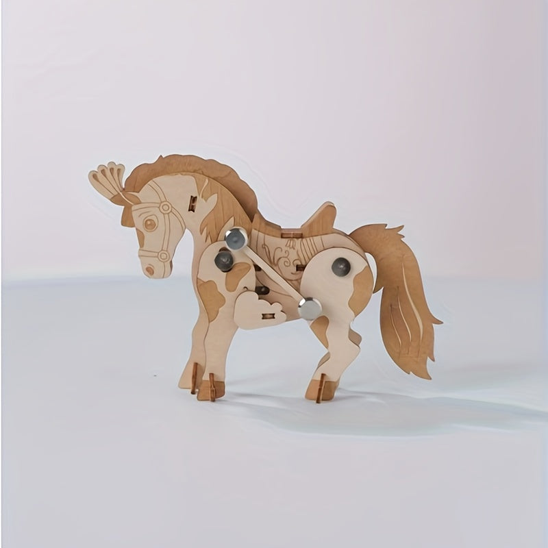Walking Dressage Horse Handmade Wooden Dressage Horse Ornament Animal Theme Model Christmas Home Decoration Ideal For Holiday Gifts Suitable For Halloween Birthday Gifts