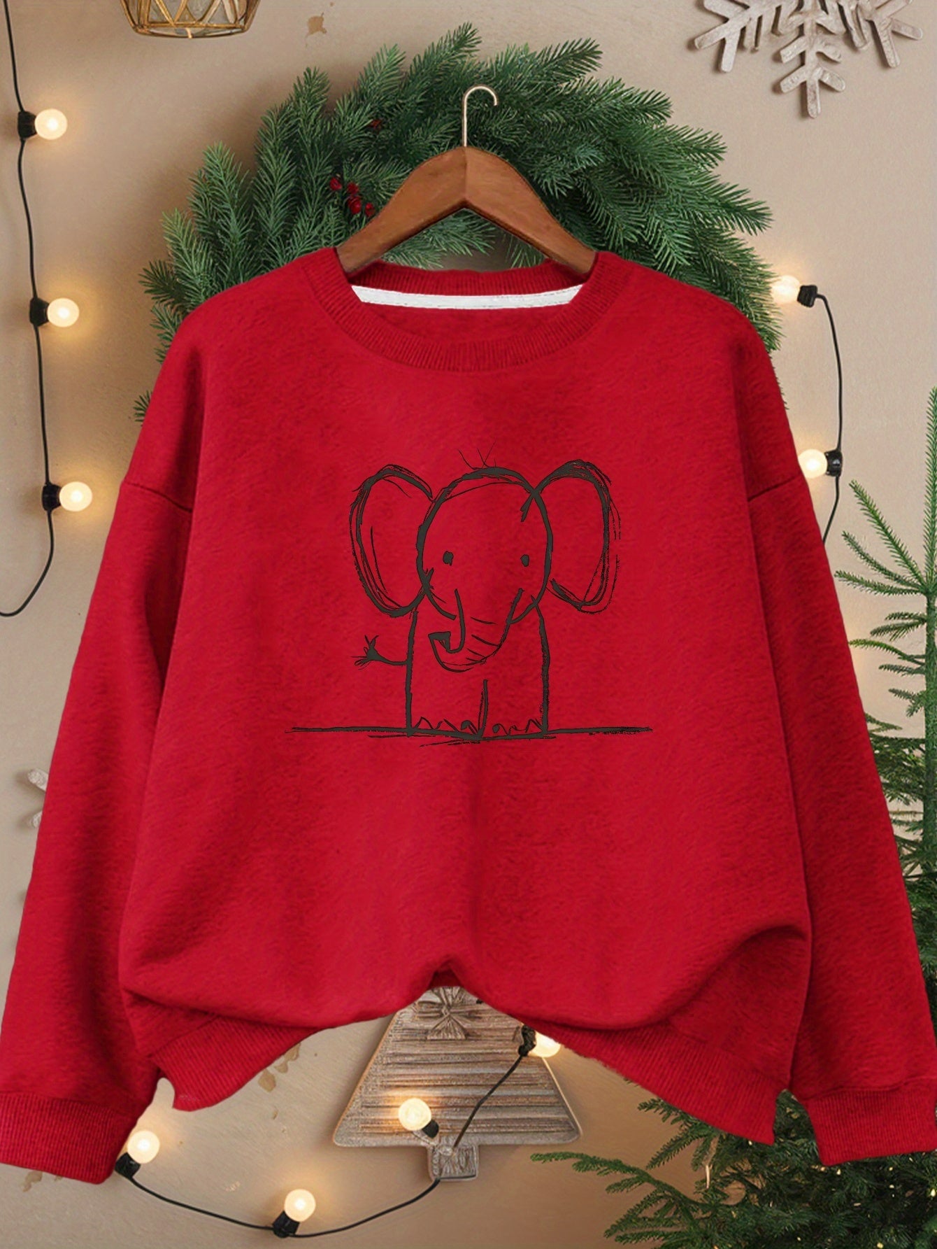 Pencil Drawing Elephant Women's Plus Size Sweatshirt - Soft, Comfortable, Stylish for Casual Wear