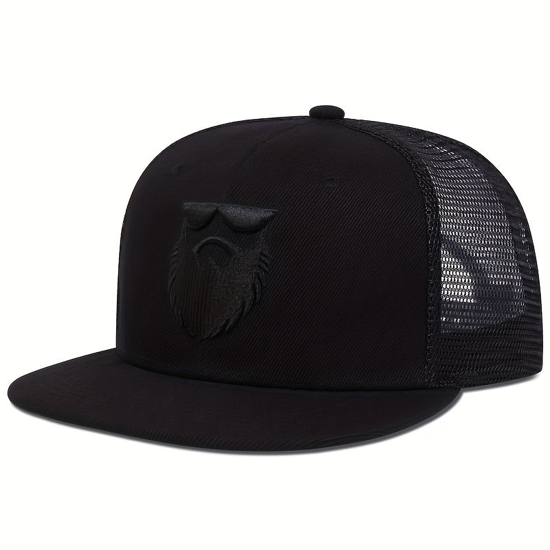 Stylish Beard Man Embroidered Trucker Hats - Adjustable, Breathable, Mesh Back, Hip Hop Trendy Design - Unisex Baseball Cap for Women & Men, Casual Wear