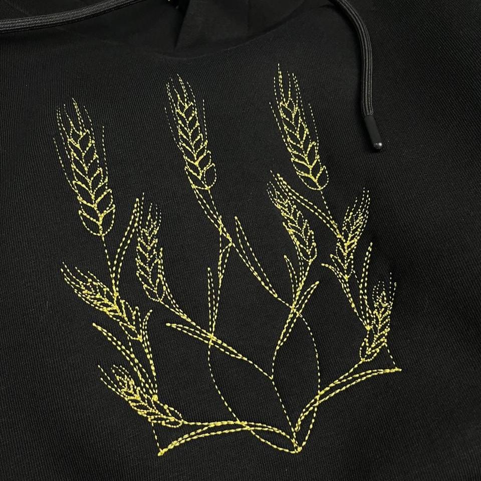 Embroidered Hoodie Ukrainian Wheat Comfortable Cozy Symbolic Golden Hoodie Stylish Streetwear Handmade Unisex Casual Hoodie Nature Ukraine