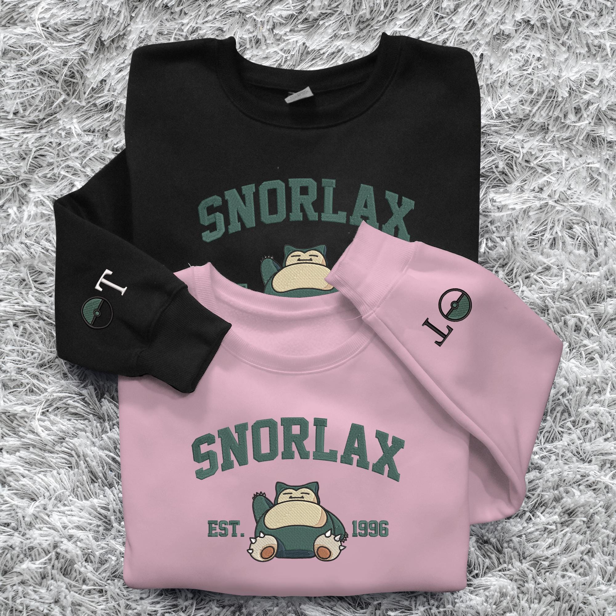 Personalized Snorlax Embroidered Sweatshirt Custom Snorlax Hoodie Crewneck Sweatshirt Custom Name Shirt Gifts