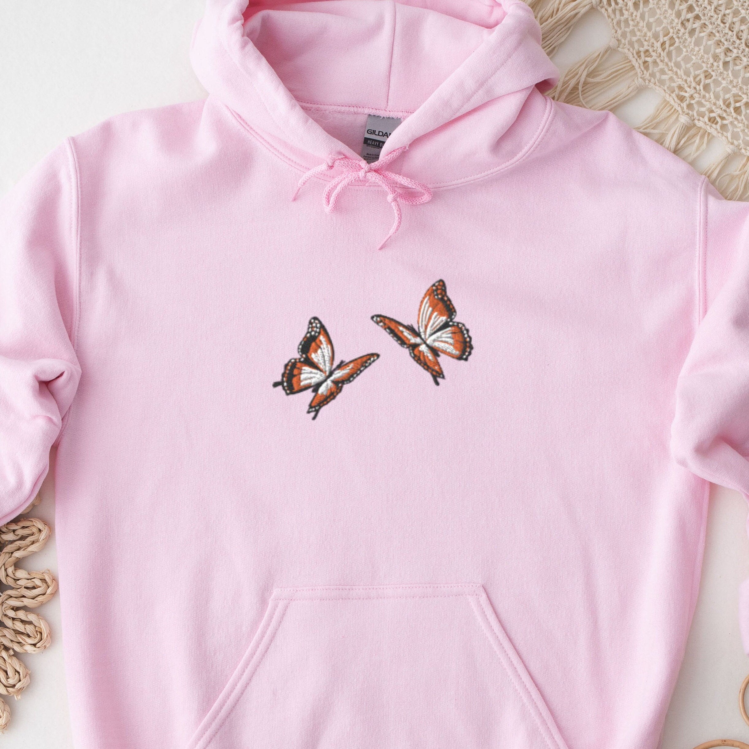 Butterflies Embroidered Hoodie, Embroidered Monarch Butterfly Hoodie, Butterflies Shirt, Cute Embroidered Hoodie, Butterflies Sweatshirt