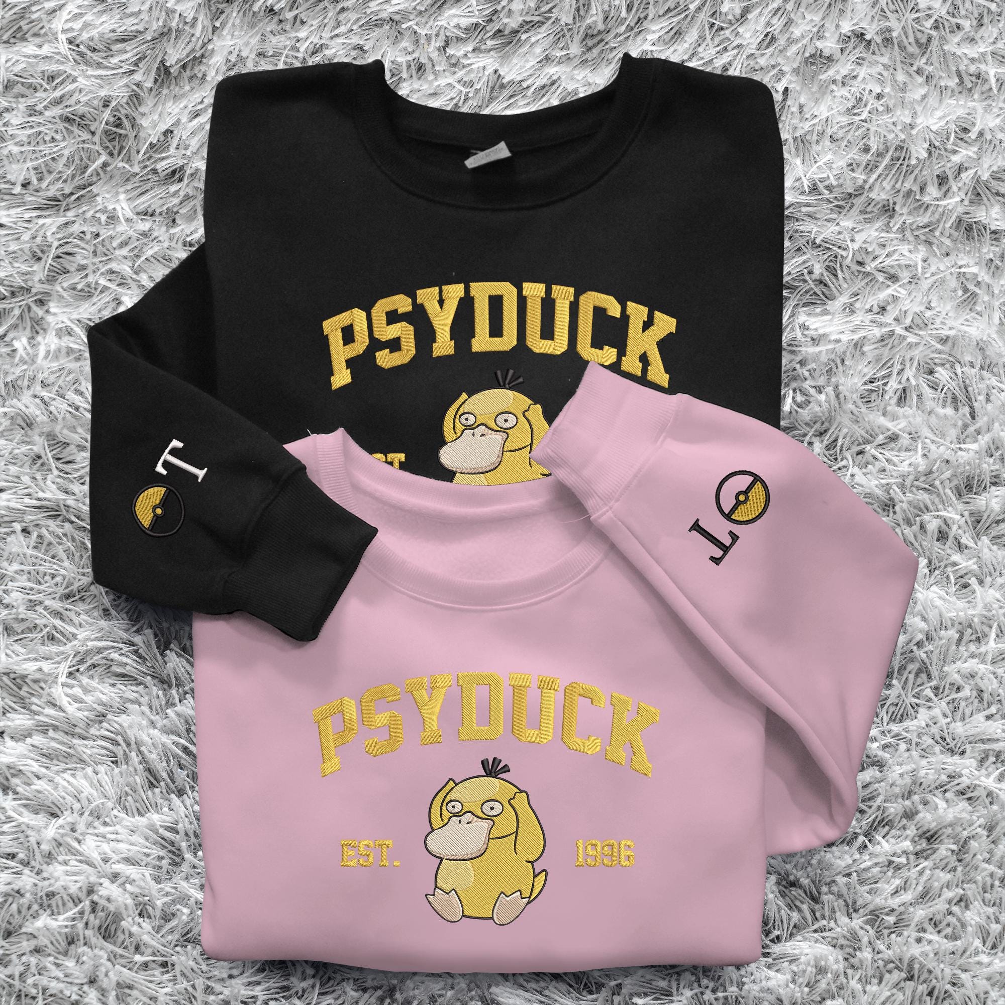 Personalized Psyduck Embroidered Sweatshirt Custom Psyduck Hoodie Crewneck Sweatshirt Custom Name Shirt Cute Psyduck Shirt Gifts