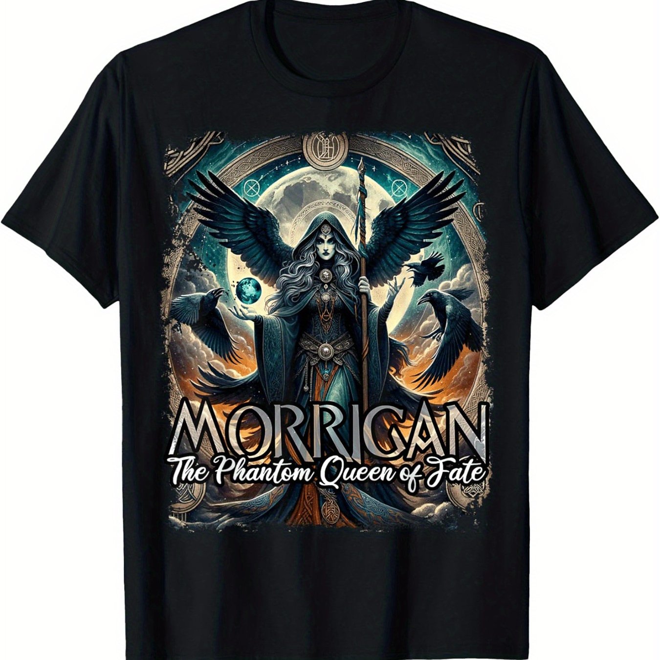 Morrigan Celtic Mythology Raven & Crow Graphic T-Shirt - 100% Cotton Breathable Crew Neck Unisex Tee with