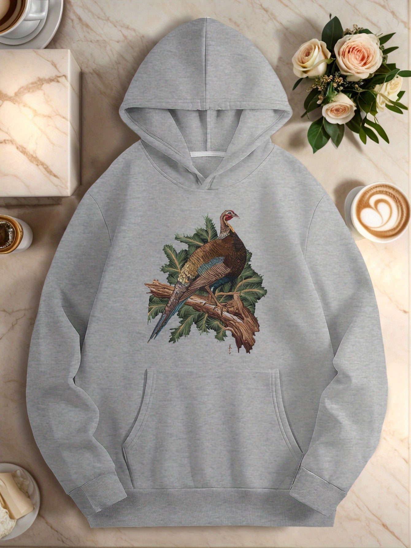 Teediy Embroidery Embroidered Pheasant on Branch Teediy Women'S Hoodies