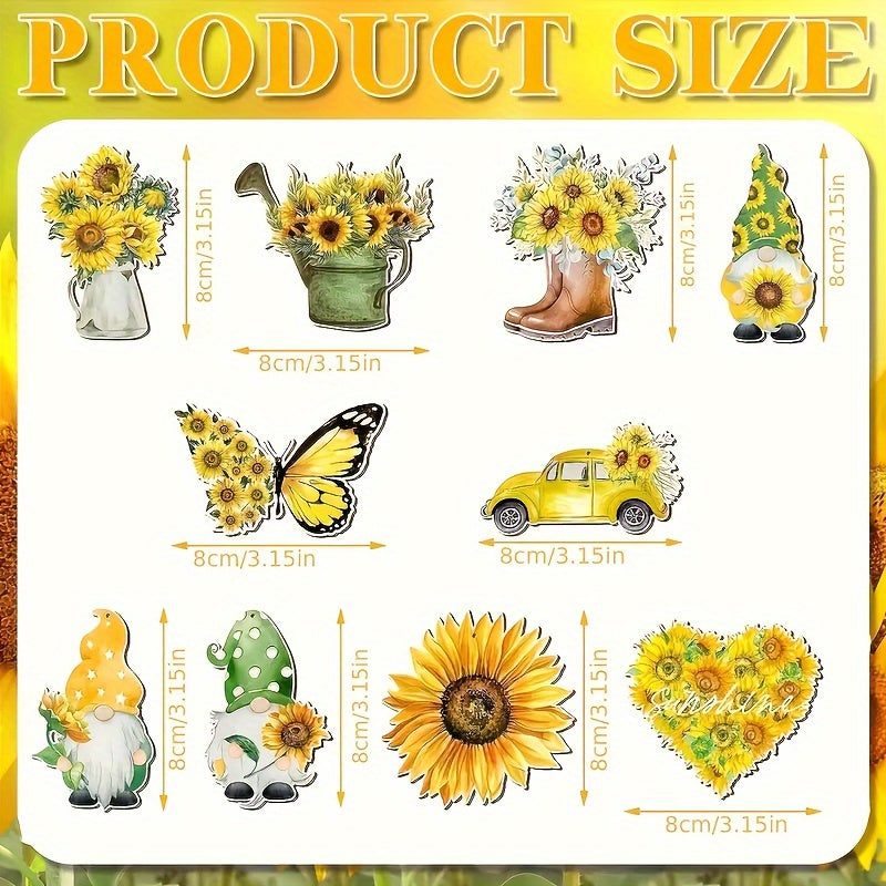 Wooden 2D Sunflower, Gnome, Butterfly, Chrysanthemum, Sunflower, Car, Kettle Pendant - Yellow Floral Pendant With Rope, Perfect For Birthday Parties And Holiday Celebrations, Gnome Garden Decoration!