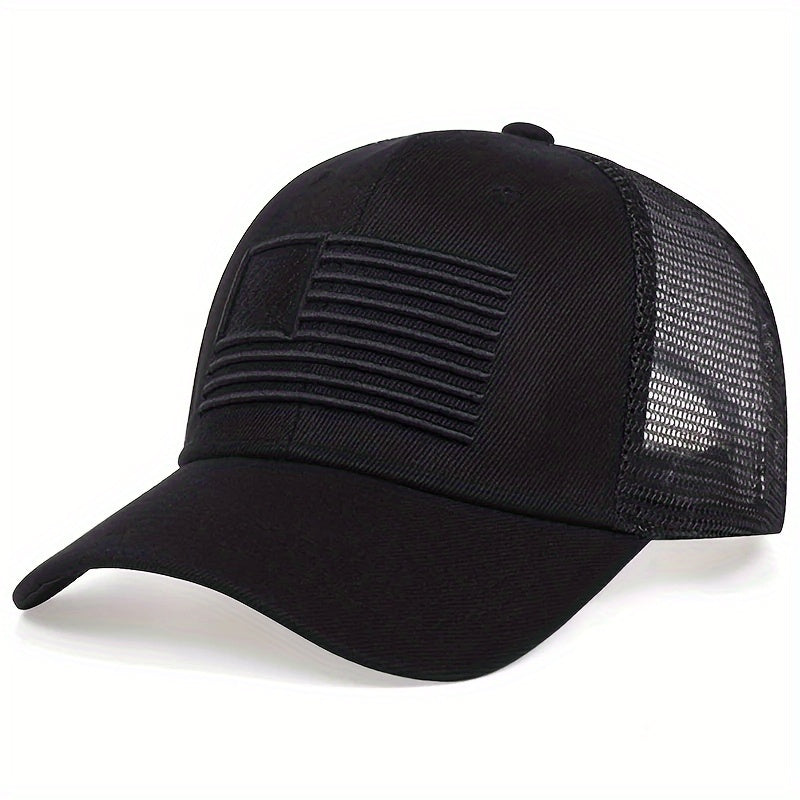Men's American Flag Baseball Cap - Adjustable, Mesh, Sun Protection for Outdoor Travel and Casual Wear