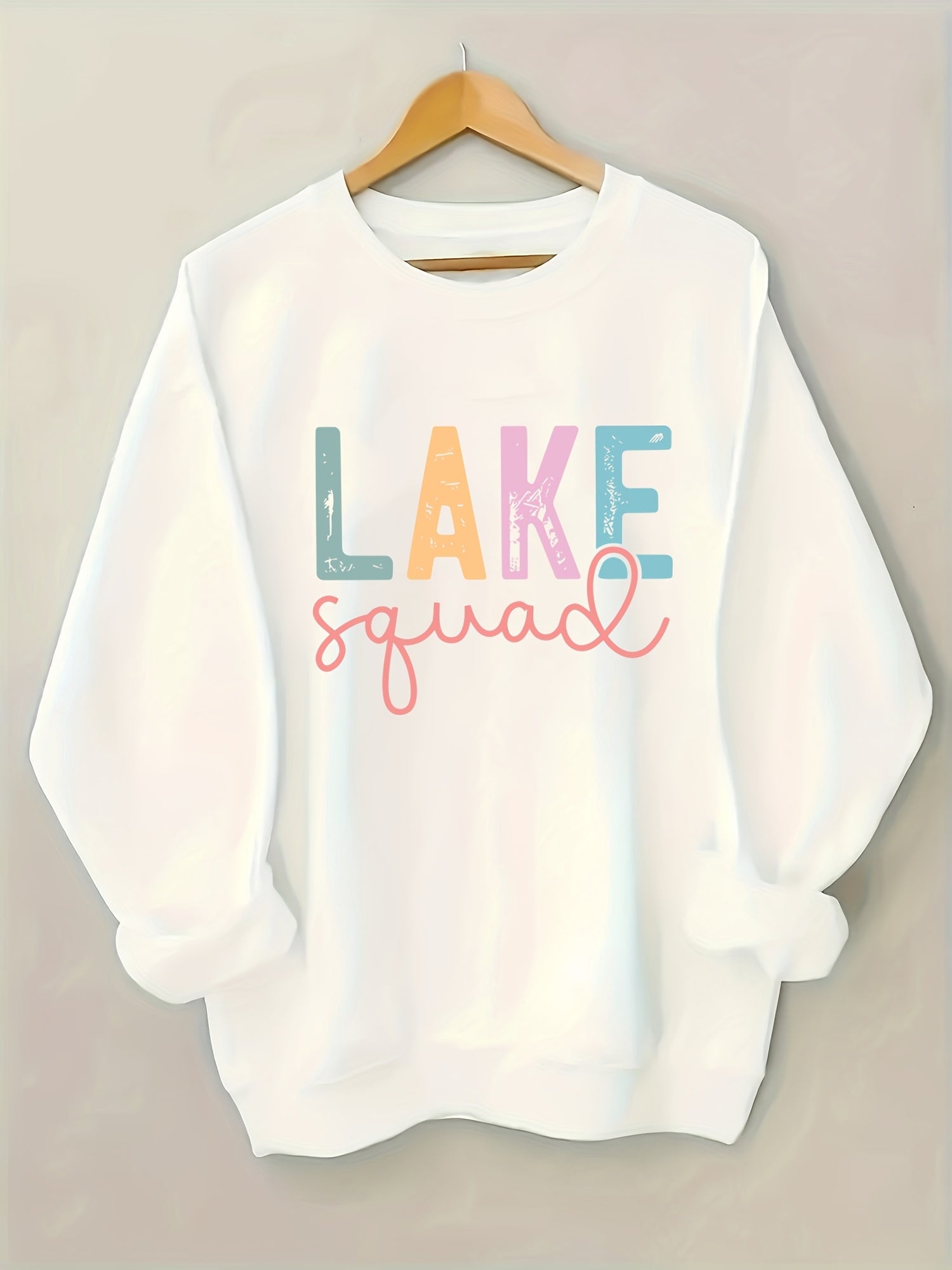 Letter Print Sweatshirt, Crew Neck Casual Sweatshirt for Women's Clothing
