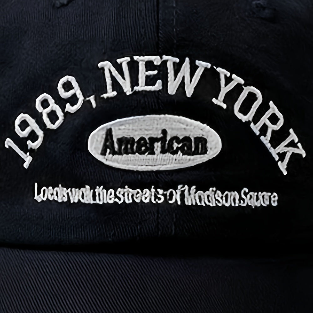 1989 NY Letter Embroidered Baseball Cap, Unisex Fashion, Polyester, Hand Wash Only, Non-Stretch, Lightweight, Fits All, Spring/Autumn Casual Wear, Hip-Hop Style, Ladies' Accessory