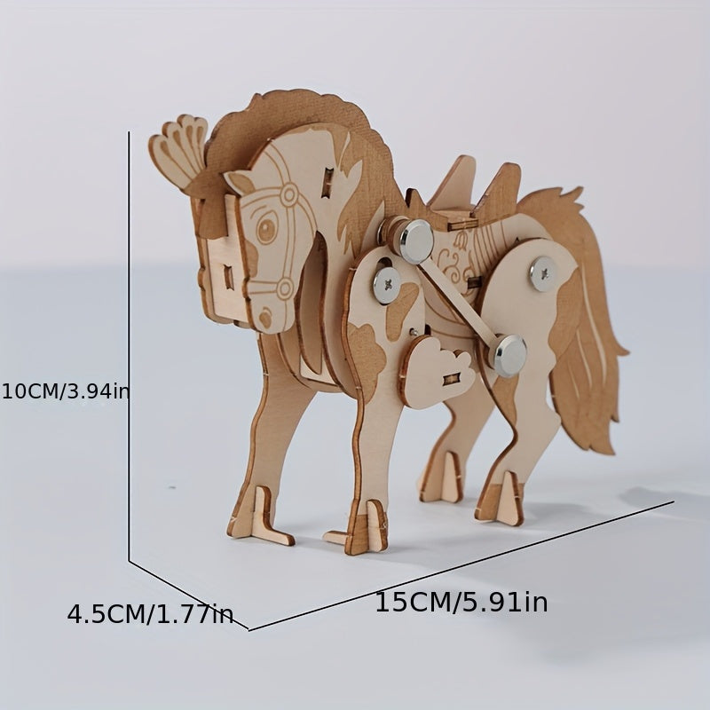 3D Handmade Wooden Walking Dance Horse | Creative Assembly Toy Puzzle DIY Handmade Dance Horse Desktop Ornaments | Suitable For Christmas Gifts Birthday Gifts