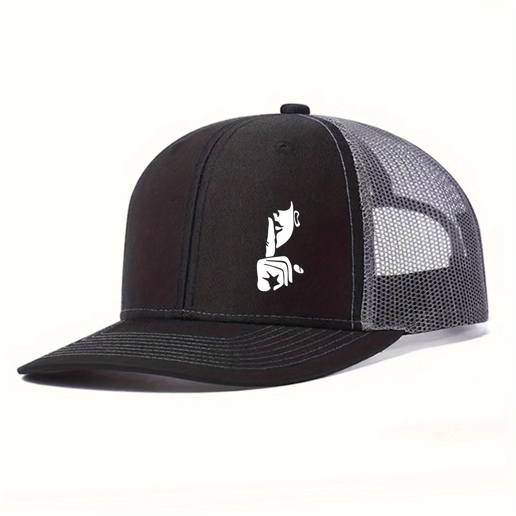 Finger Print Mesh Trucker Baseball Cap for Men & Women - Lightweight Breathable Two-Tone Design, 6 Colors (Black/Blue, Green, Grey, Orange, Brown, Tan), Sports Cap | Trendy Baseball Cap | Structured Cap
